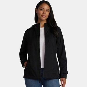 Time & Tru Hooded Rain Jacket XSmall‎ 0-2 Black Waterproof Hooded Anorak New NWT